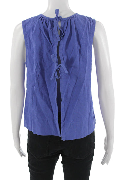 Everlane Women Basic Sleeveless Blue Round Neck Blouse Solid Cotton Size S