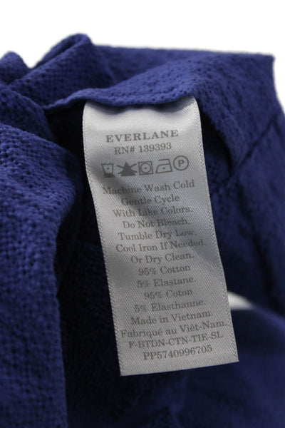 Everlane Women Basic Sleeveless Blue Round Neck Blouse Solid Cotton Size S