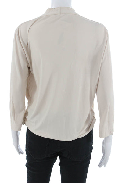 M.M. Lafleur Womens Beige V Neck 3/4 Sleeve Blouse Size M