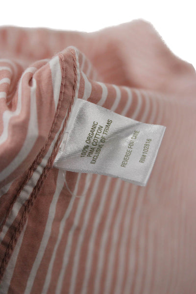 Garnet Hill Women Pink Striped Collared Button-Up Top Long Sleeve Size 12