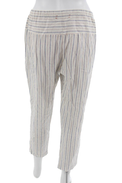 Xirena Women Cropped Ankle Striped Cotton Linen Pants White Bohemian Size XS