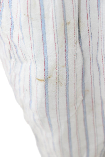 Xirena Women Cropped Ankle Striped Cotton Linen Pants White Bohemian Size XS
