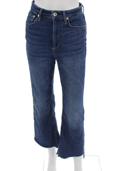 Rag & Bone Womens Dark Blue Cropped Flared Jeans Mid-Rise Size 25