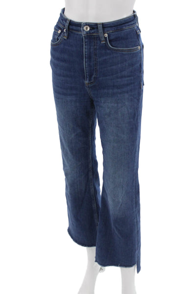 Rag & Bone Womens Dark Blue Cropped Flared Jeans Mid-Rise Size 25