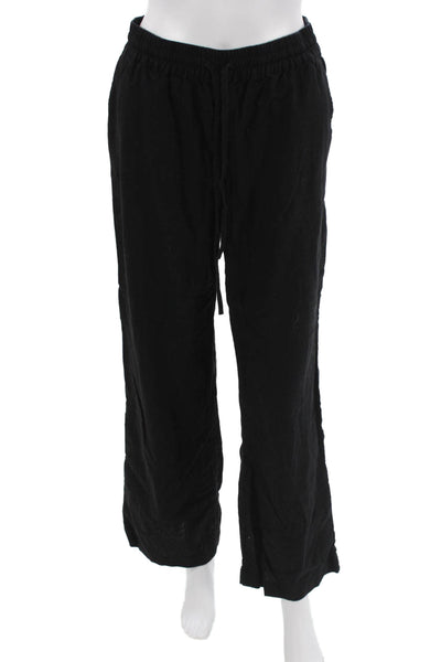 Steve Madden Unisex Black Sweatpants Drawstring Linen Rayon Bohemian Size S