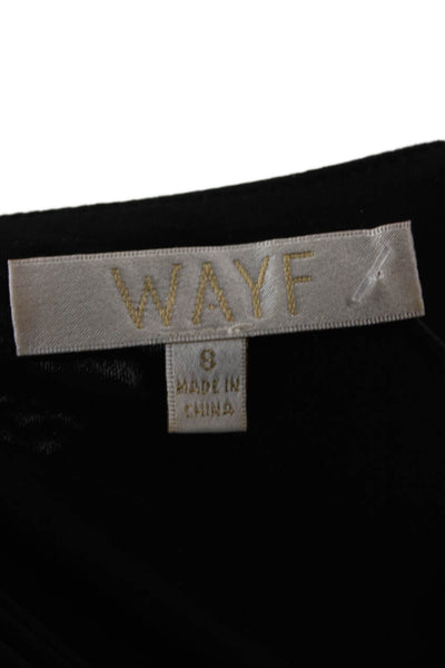 Wayf Women Cropped Black V-Neck Long Sleeve Top Grunge Size S