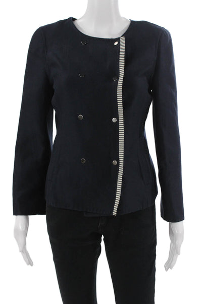 Oscar de la Renta Women Military Jacket Dark Blue Size 6