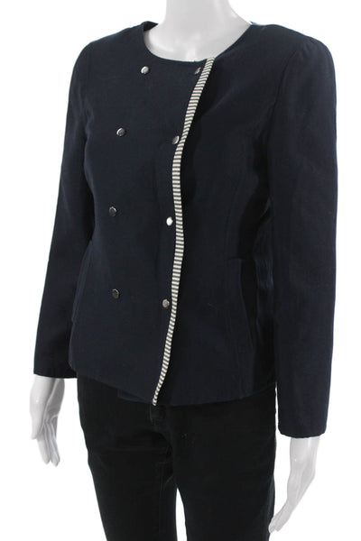 Oscar de la Renta Women Military Jacket Dark Blue Size 6
