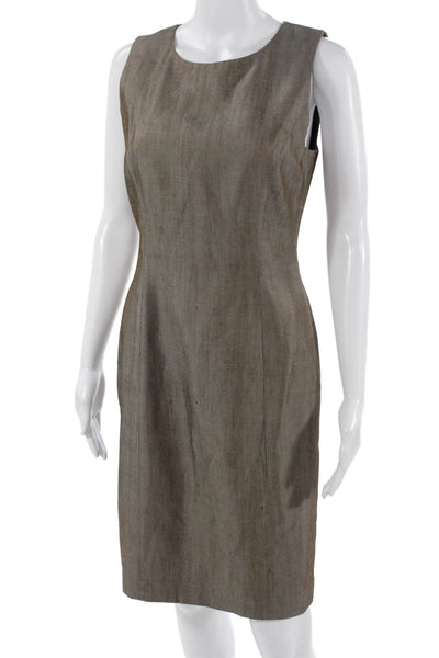Carolina Herrera Women Sheath Dress Brown Silk Sleeveless Size 6