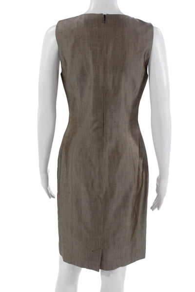 Carolina Herrera Women Sheath Dress Brown Silk Sleeveless Size 6
