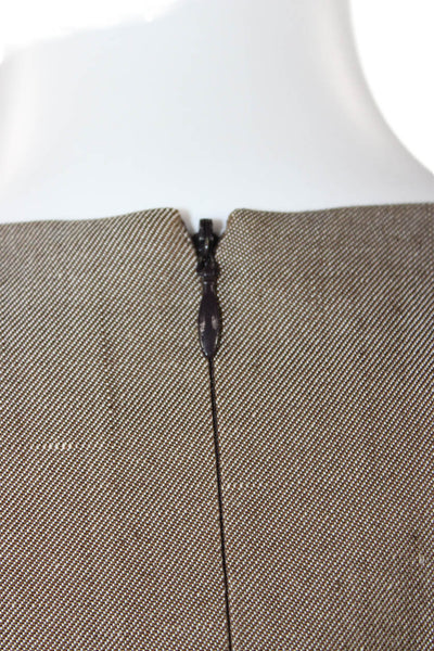 Carolina Herrera Women Sheath Dress Brown Silk Sleeveless Size 6