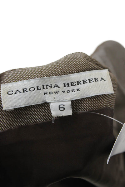 Carolina Herrera Women Sheath Dress Brown Silk Sleeveless Size 6