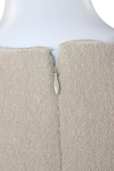 Oscar de la Renta Women Knee Sheath Dress Beige Wool Blend Sleeveless Size 4