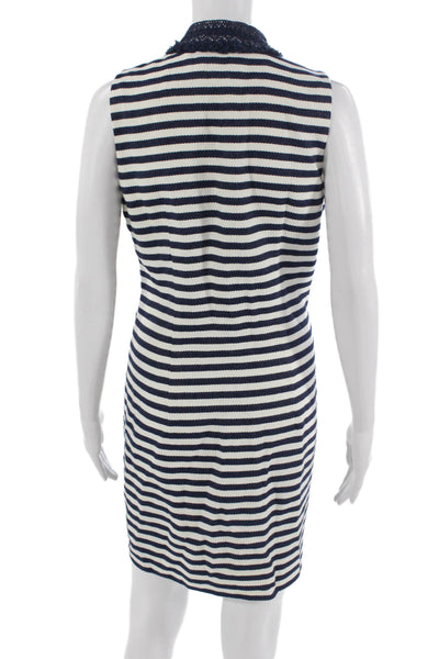 STS Sail To Sable Women Shift Tank Dress Navy Striped V-Neck Size M