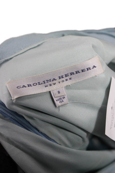 Carolina Herrera Womens Light Blue Wool Sheath Dress 3/4 Sleeve Size 8