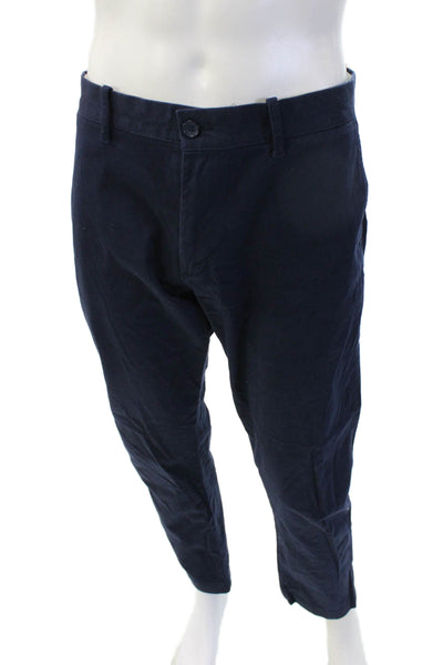 J Crew Mens Chinos Dark Blue Button 99% Cotton Size 34