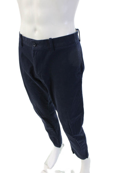 J Crew Mens Chinos Dark Blue Button 99% Cotton Size 34