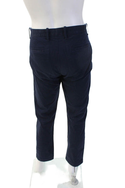 J Crew Mens Chinos Dark Blue Button 99% Cotton Size 34