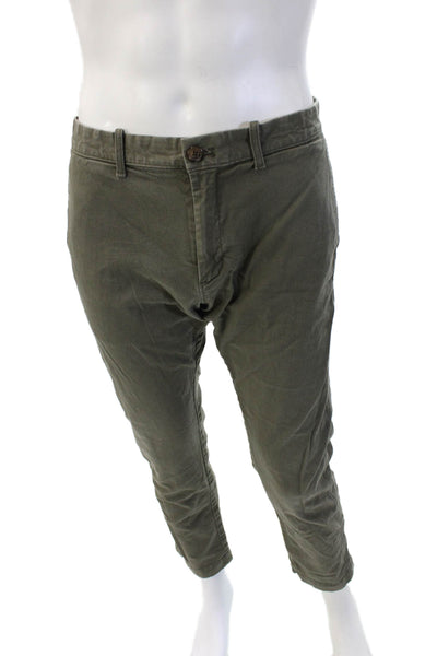 J Crew Mens Chino Green Cotton Button Size 34
