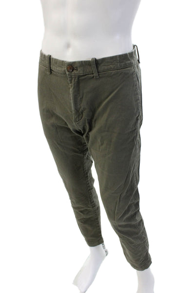 J Crew Mens Chino Green Cotton Button Size 34