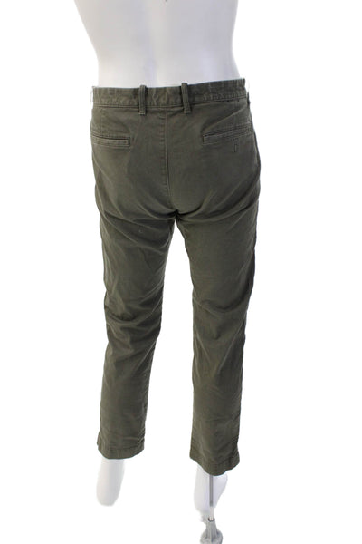 J Crew Mens Chino Green Cotton Button Size 34