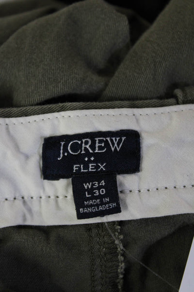 J Crew Mens Chino Green Cotton Button Size 34