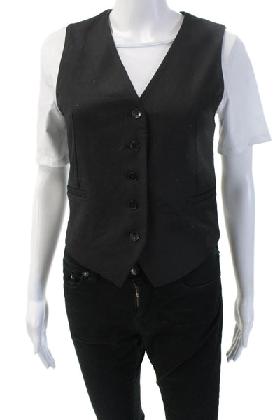 Zara Unisex Black V-Neck Button Vest Sleeveless Size XS