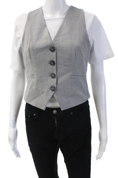 Zara Women V Neck Sleeveless Polyester Vest Gray Size XS