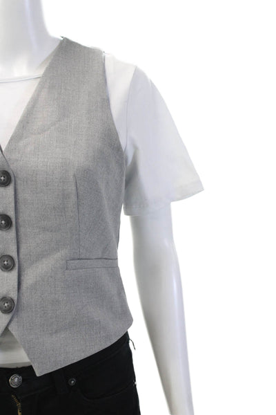 Zara Women V Neck Sleeveless Polyester Vest Gray Size XS
