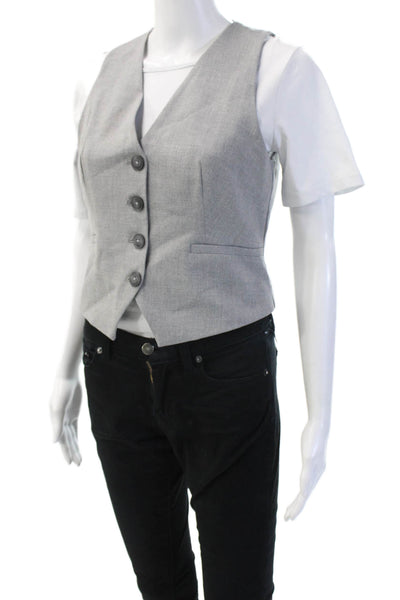 Zara Women V Neck Sleeveless Polyester Vest Gray Size XS
