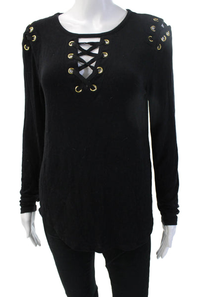 Generation Love Women Gothic Lace Up Long Sleeve Black Top Size S
