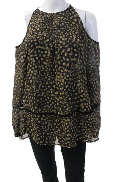 Michael Michael Kors Women Tunic Black Leopard High Neck Long Sleeve Size M