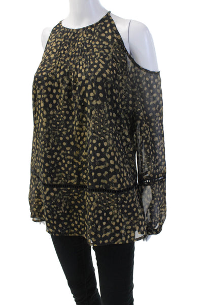 Michael Michael Kors Women Tunic Black Leopard High Neck Long Sleeve Size M