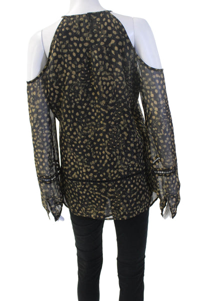 Michael Michael Kors Women Tunic Black Leopard High Neck Long Sleeve Size M
