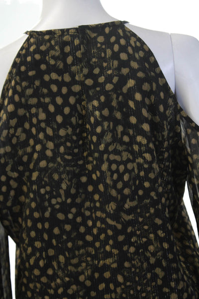 Michael Michael Kors Women Tunic Black Leopard High Neck Long Sleeve Size M