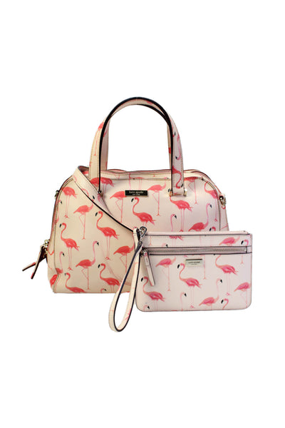 Kate Spade New York Womens Flamingo Print Crossbody Shoulder Handbag Pink
