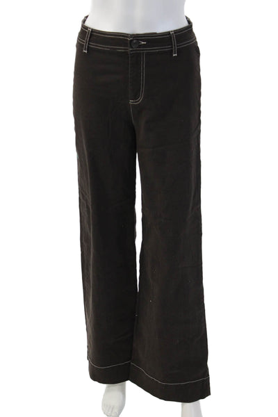 Bagatelle Women Dress Pants Brown Button 97% Cotton 3% Spandex Size 2