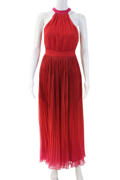 Rococo Sand Women Maxi Dress Red High Neck Sleeveless Hook Eye Size PP