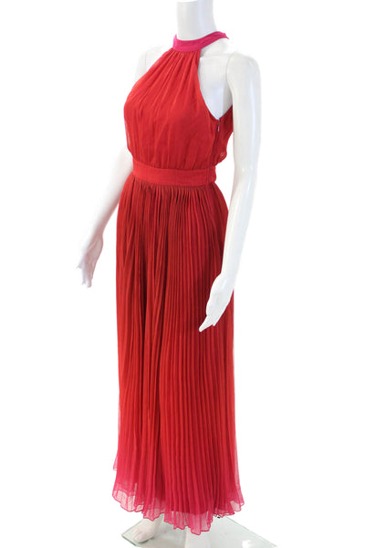Rococo Sand Women Maxi Dress Red High Neck Sleeveless Hook Eye Size PP