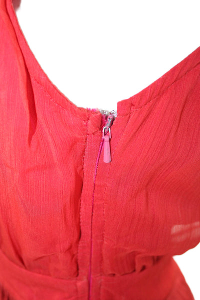 Rococo Sand Women Maxi Dress Red High Neck Sleeveless Hook Eye Size PP