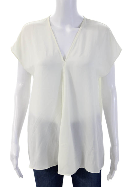 Lauren Ralph Lauren Women Tunic Blouse White V-Neck Short Sleeve Cotton Size XS
