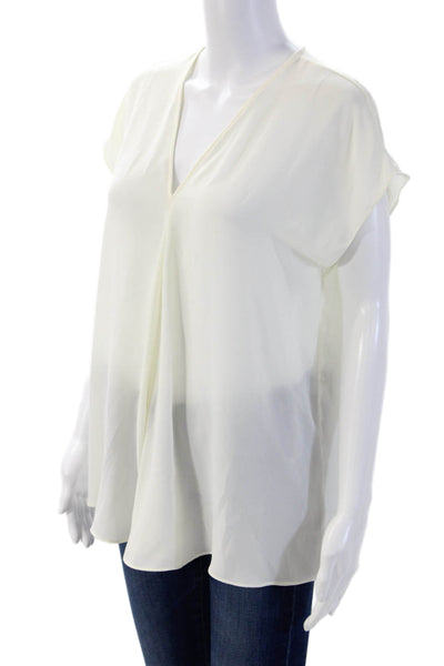 Lauren Ralph Lauren Women Tunic Blouse White V-Neck Short Sleeve Cotton Size XS
