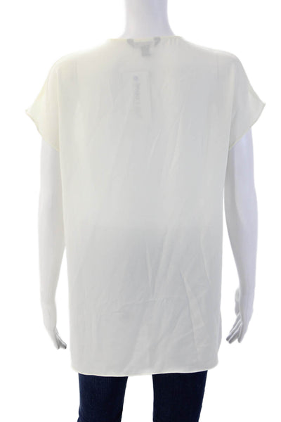Lauren Ralph Lauren Women Tunic Blouse White V-Neck Short Sleeve Cotton Size XS