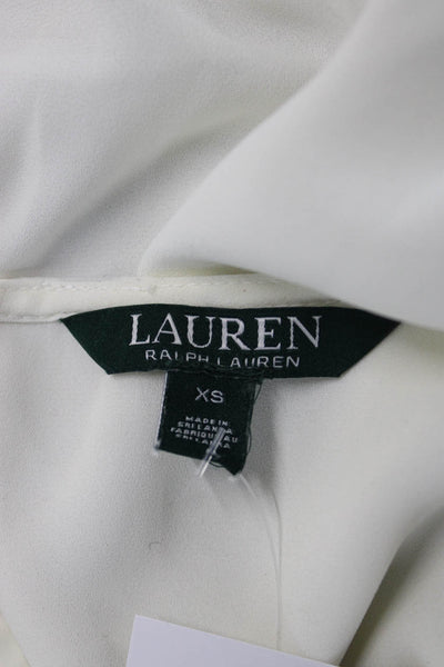 Lauren Ralph Lauren Women Tunic Blouse White V-Neck Short Sleeve Cotton Size XS