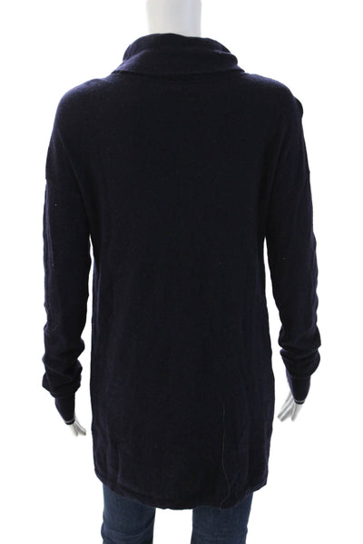 Joie Unisex Dark Blue Cashmere Turtleneck Check Pullover Long Sleeve Size S