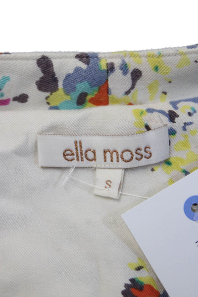 Ella Moss Women White Floral Rayon V Neck 3/4 Sleeve Blazer Size S