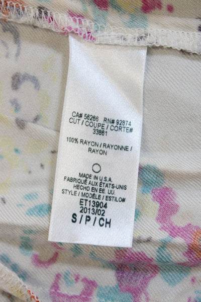 Ella Moss Women White Floral Rayon V Neck 3/4 Sleeve Blazer Size S