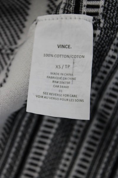 Vince Unisex Black Striped Cotton Cardigan Short Sleeve Size XS