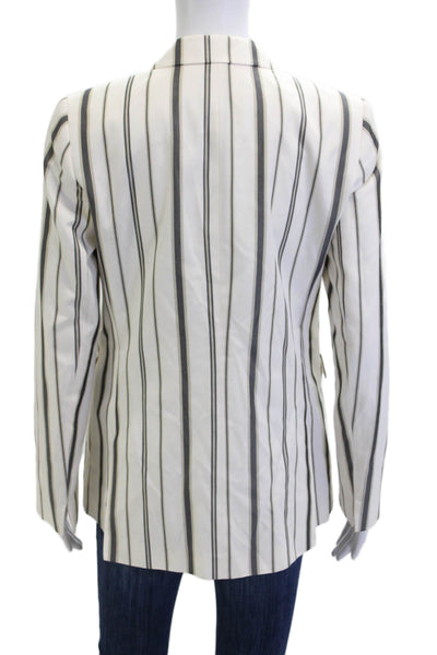 Lafayette 148 New York Womens Striped One Button Long Sleeve Blazer White Size 2