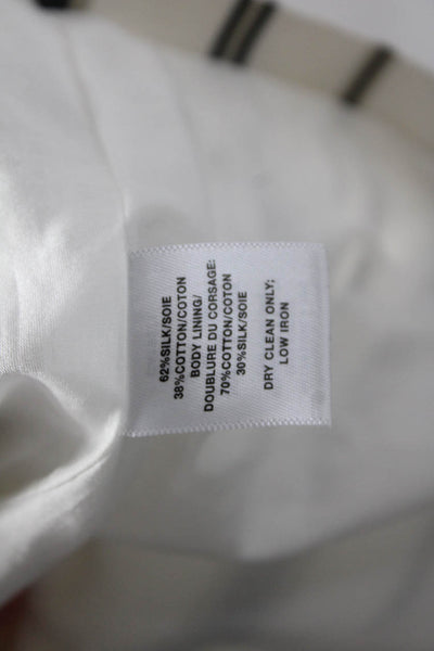 Lafayette 148 New York Womens Striped One Button Long Sleeve Blazer White Size 2